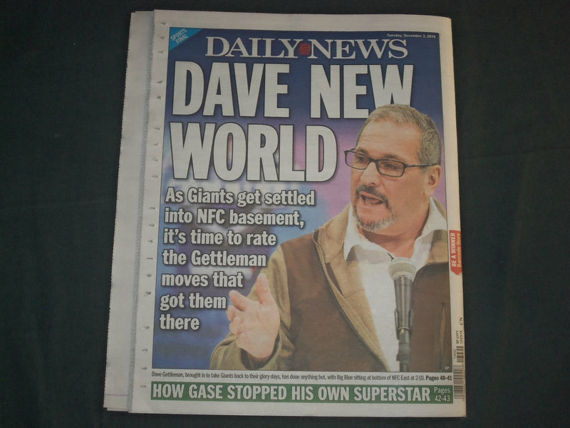2019 DECEMBER 3 NEW YORK DAILY NEWS NEWSPAPER - NYC SALT SPREADERS NOT WORKING