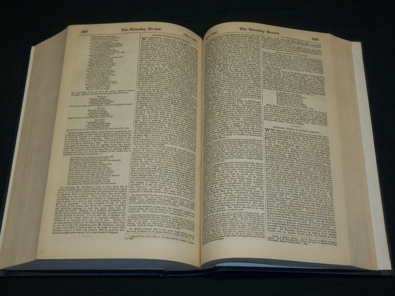 1865 JANUARY-JUNE SATURDAY REVIEW BOUND VOLUME - PUBLISHED IN LONDON - KD 2010D