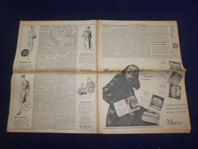 1944 SEP 8 NEW YORK TIMES - 3 ALLIED ARMIES WHEEL EAST TOWARD REICH - NP 6617