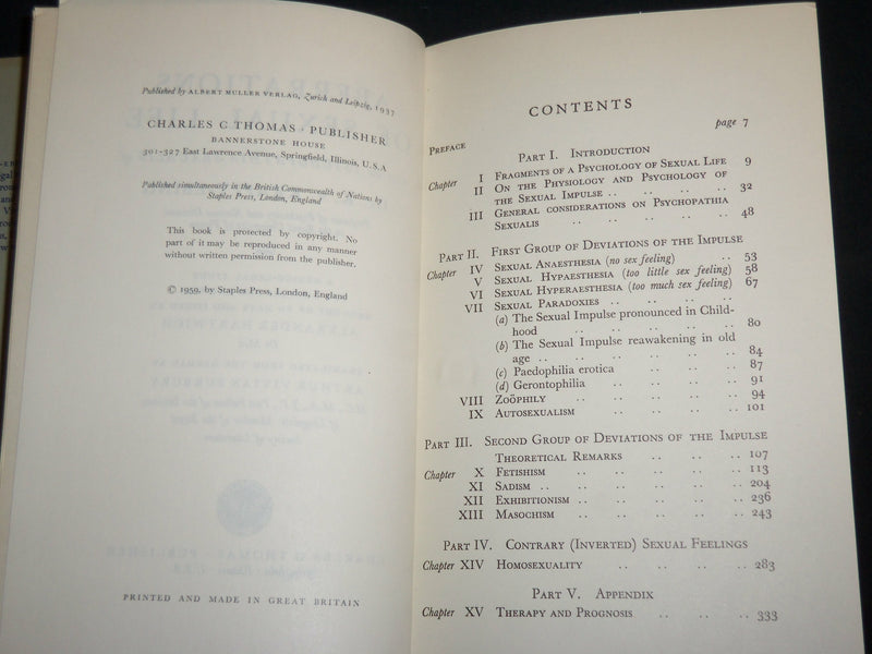 1959 ABERRATIONS OF SEXUAL LIFE HARDCOVER BOOK BY DR. KRAFFT-EBING - KD 7206