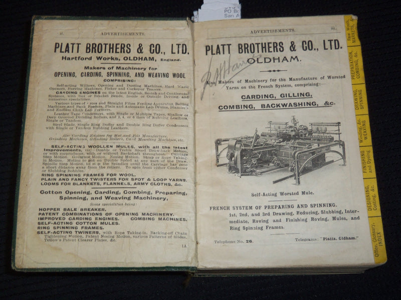 1918-1919 THE WOOL YEAR BOOK - H. HAIGH & CO - BRADFORD, ENGLAND - KD 5662B