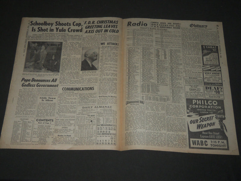 1942 DECEMBER 25 NEW YORK DAILY NEWS - JEAN DARLAN SLAIN - NP 2911
