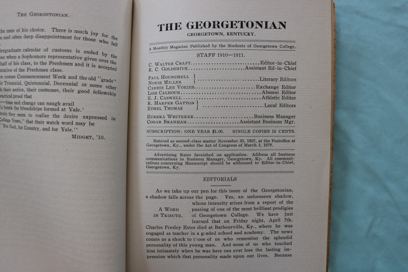 1911 APRIL THE GEORGETONIAN - GEORGETOWN COLLEGE - KENTUCKY - SOFTCOVER - K 3293