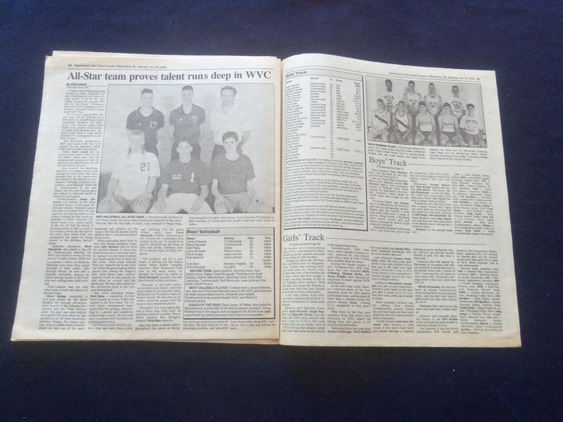1992 JUNE 20 TIMES LEADER SPECIAL SECTION-WILKES-BARRE -SPRING ALL-STARS-NP 6182