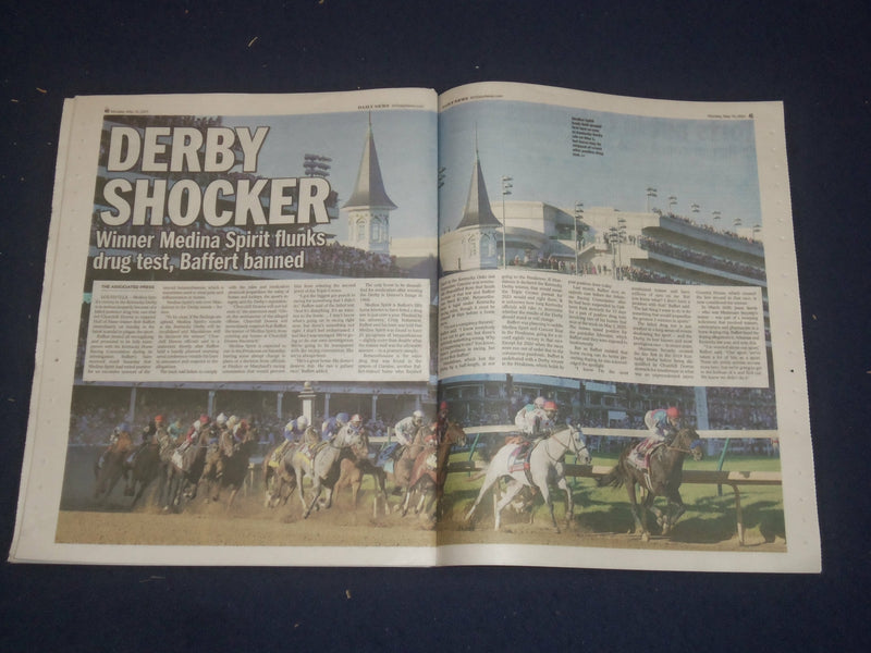 2021 MAY 10 NEW YORK DAILY NEWS NEWSPAPER -DERBY'S MEDINA SPIRIT FAILS DRUG TEST