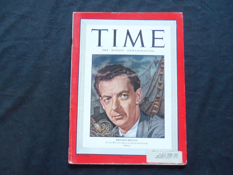 1948 FEBRUARY 16 TIME MAGAZINE - BRITAIN'S BENJAMIN BRITTEN - T 1109