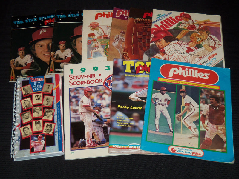1975-1995 PHILADELPHIA PHILLIES SCORECARD MAGAZINE LOT OF 10 - O 3296