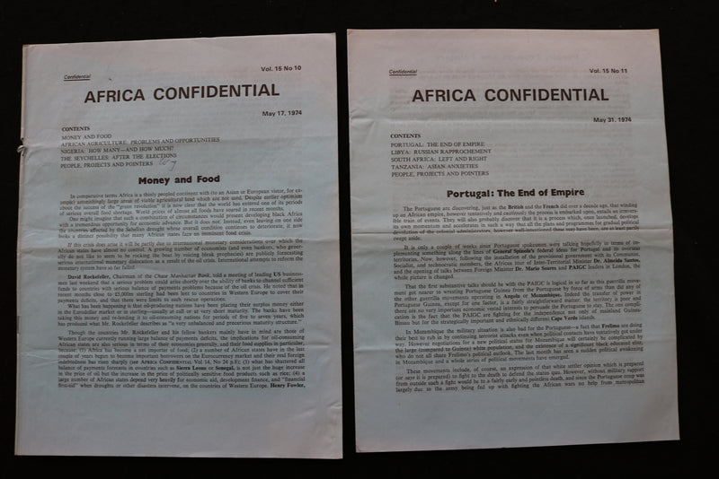 1974 AFRICA CONFIDENTIAL NEWSLETTER - LOT OF 20 - K 2410