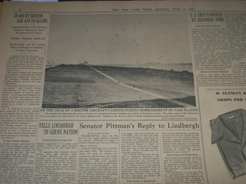 1940 JUNE 17 NEW YORK TIMES - REYNAUD RESIGNS PETAIN IS NOW PREMIER- NP 3612