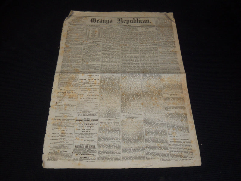 1874 DECEMBER 30 GEAUGA REPUBLICAN NEWSPAPER - CHARDON OHIO - NP 3879J