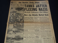 1942 NOV 7 BOSTON DAILY GLOBE NEWSPAPER - TANKS BATTER FLEEING NAZIS - NT 9454