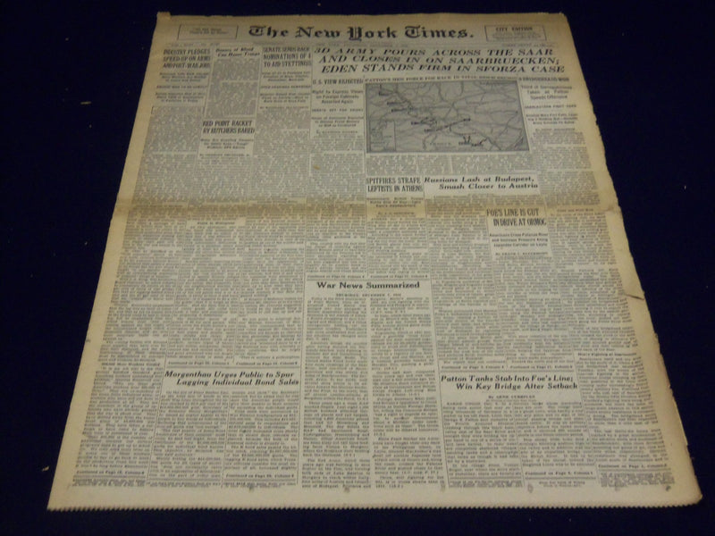 1944 DECEMBER 7 NEW YORK TIMES - 3D ARMY NEAR SAARBRUECKEN - NT 2367