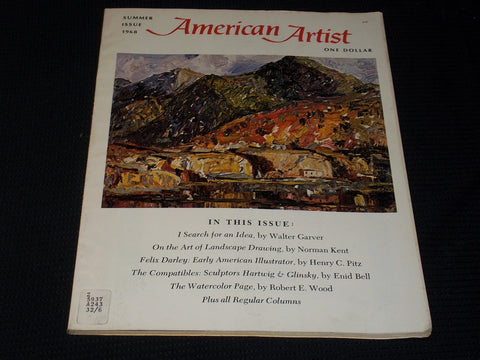 1968 JUNE-AUGUST AMERICAN ARTIST MAGAZINE VERY NICE ART COVER & CONTENT - E 2131