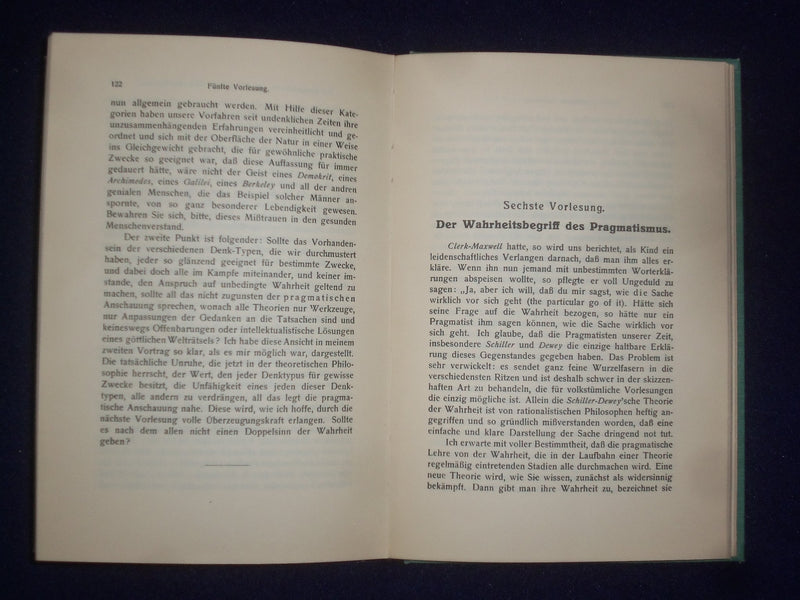 1928 DER PRAGMATISMUS HARDCOVER BOOK VON WILLIAM JAMES - GERMAN - KD 9009