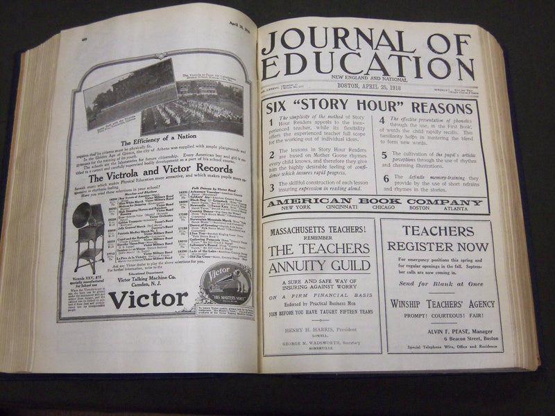 1918 JANUARY-DECEMBER JOURNAL OF EDUCATION BOUND VOLUME - COMPLETE YEAR - R 890