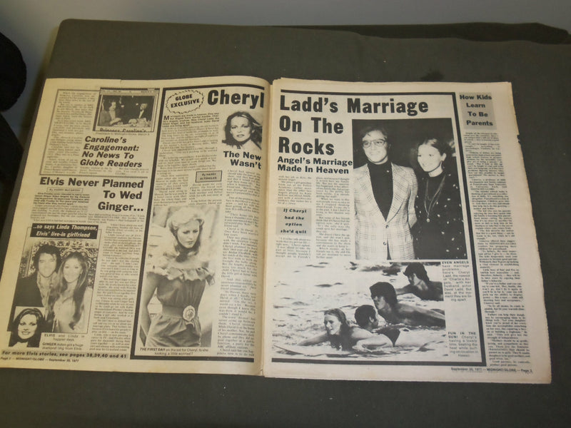 1977 SEP 20 MIDNIGHT GLOBE NEWSPAPER-CHERYL LADD'S MARRIAGE IS ON ROCKS- NP 3369