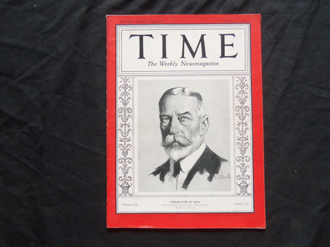1932 OCTOBER 10 TIME MAGAZINE - IMPERATOR ET REX KING GEORGE V - T 340