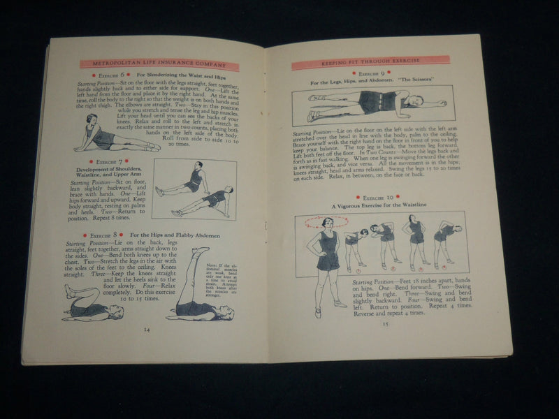 1936 KEEPING FIT THROUGH EXERCISES SOFTCOVER BOOK - ILLUSTRATED - J 6805