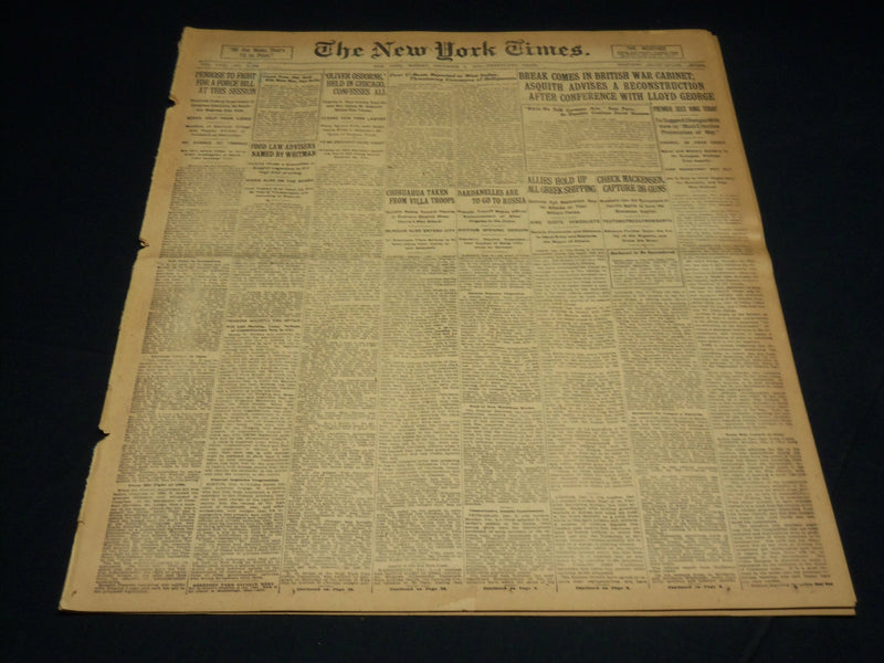 1916 DECEMBER 4 NEW YORK TIMES - CHIHUAHUA TAKEN FROM VILLA TROOPS - NT 8627