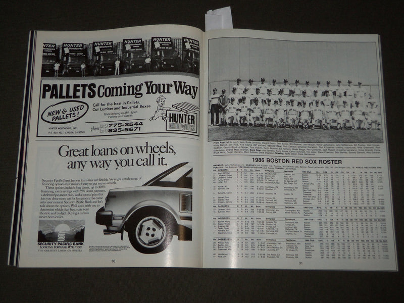 1986 ANGELS VS. REDSOX PLAYOFF BASEBALL PROGRAM - HALO MAGAZINE - J 2724