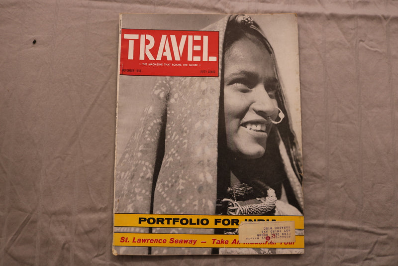 1956 NOVEMBER TRAVEL MAGAZINE - PORTFOLIO FOR INDIA COVER - B 454H