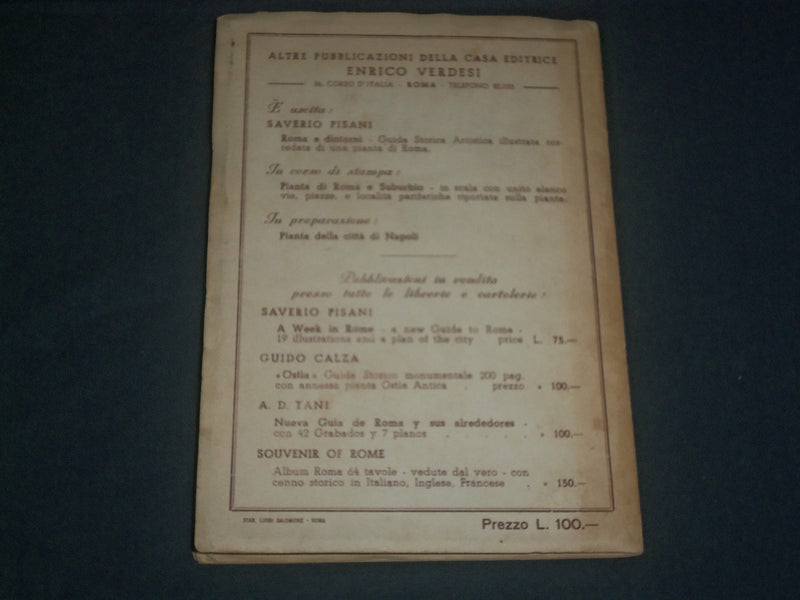 1947 NUO VISSIMA PIANTA MAPA DE ROMA BOOK WITH FOLD OUT MAP - J 3962