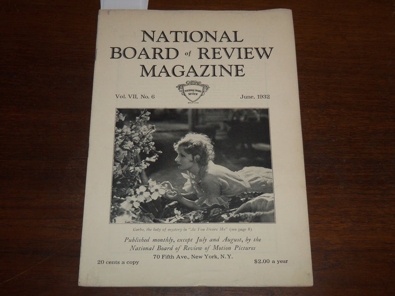 1932 JUNE NATIONAL BOARD OF REVIEW MAGAZINE - GRETA GARBO COVER - K 1141