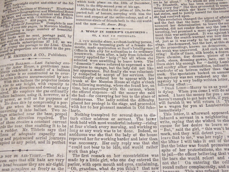 1854 DECEMBER UNITED STATES JOURNAL NEWSPAPER - JOSIAH WINSLOW - NP 3878L