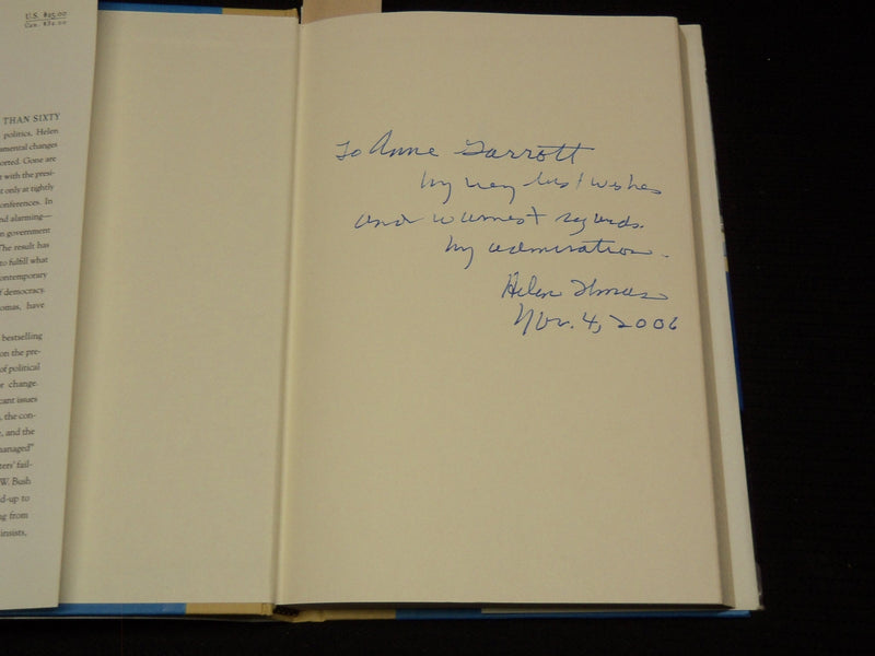 2006 WATCHDOG OF DEMOCRACY? HARDCOVER BOOK BY HELEN THOMAS - INSCRIBED - KD 7676