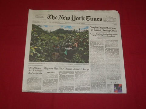 2019 APRIL 14 NEW YORK TIMES - GOOGLE'S DRAGNET ENSNARES CRIMINALS, AMONG OTHERS
