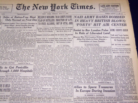 1944 MAY 5 NEW YORK TIMES - NAZI ARMY BASES BOMBED - NT 1728