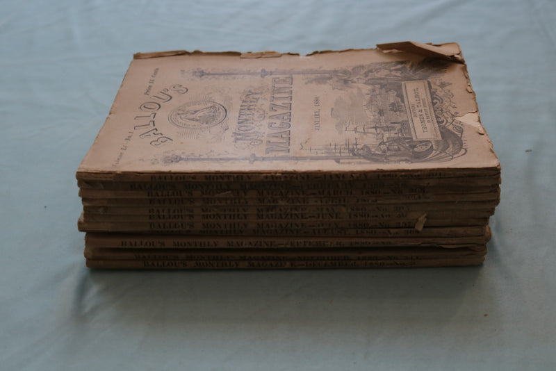 1880 BALLOU'S MONTHLY MAGAZINE - COMPLETE YEAR - LOT OF 12 - O 3975