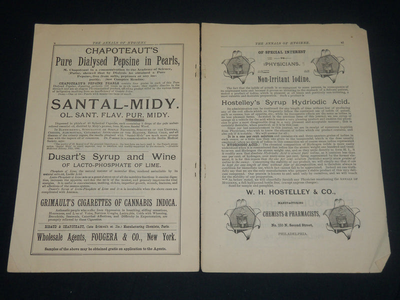 1887-1888 THE ANNALS OF HYGIENE MAGAZINE LOT OF 7 - NICE ADS - WR 133