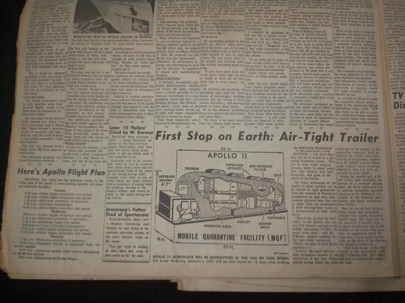 1969 JULY 23 DENVER POST NEWSPAPER - COASTING APOLLO DUE HOME THURSDAY - NP 8057
