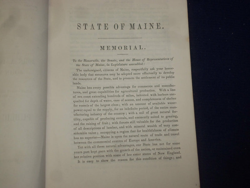 1857 PUBLIC LANDS OF MAINE -MEMORIAL OF JOHN POOR, SAMUEL SHAW & OTHERS - J 4485