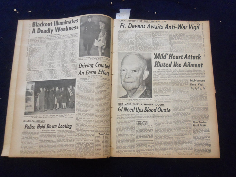 1965 NOVEMBER 10 BOSTON RECORD AMERICAN NEWSPAPER-BLACKOUT IN NORTHEAST- NP 6251