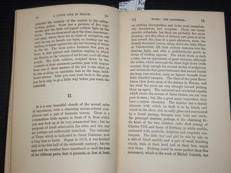 1912 A LITTLE TOUR IN FRANCE HARDCOVER BOOK BY HENRY JAMES - KD 9405