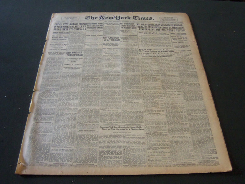 1926 NOVEMBER 24 NEW YORK TIMES - WILLIE STEVENS ON STAND DENIES MURDER- NT 6528