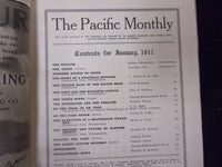1911 JAN THE PACIFIC MONTHLY MAGAZINE-NICE COVER, STORIES, PHOTOS & ADS-ST 3335