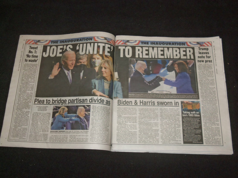 2021 JANUARY 21 NEW YORK POST NEWSPAPER -JOE BIDEN AND KAMALA HARRIS INAUGURATED