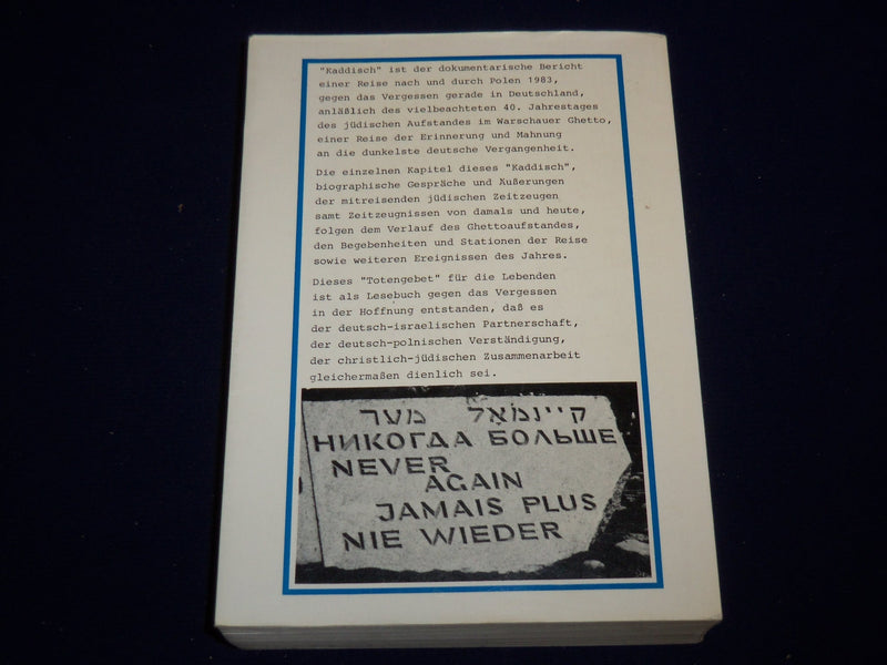 1984 KADDISCH TOTENGEBET IN POLEN BOOK INSCRIBED BY ERHARD R. WIEHN - KD 1378L