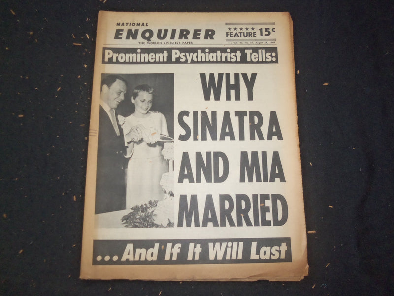 1966 AUG 28 NATIONAL ENQUIRER NEWSPAPER -SINATRA AND MIA FARROW MARRIED- NP 7420