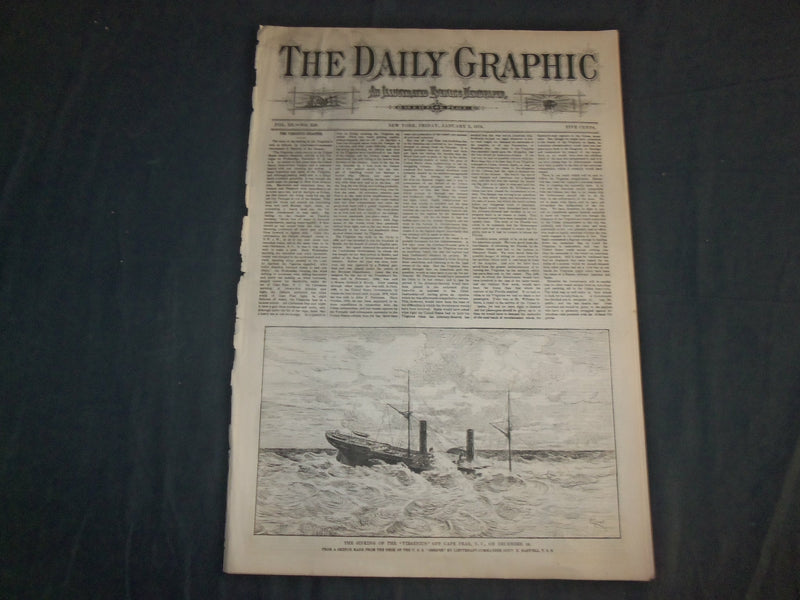 1874 JANUARY 2 THE DAILY GRAPHIC NEWSPAPER - SINKING OF 