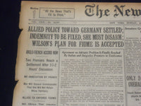 1920 APRIL 25 NEW YORK TIMES - WILSON PLAN FOR FIUME IS ACCEPTED - NT 8294