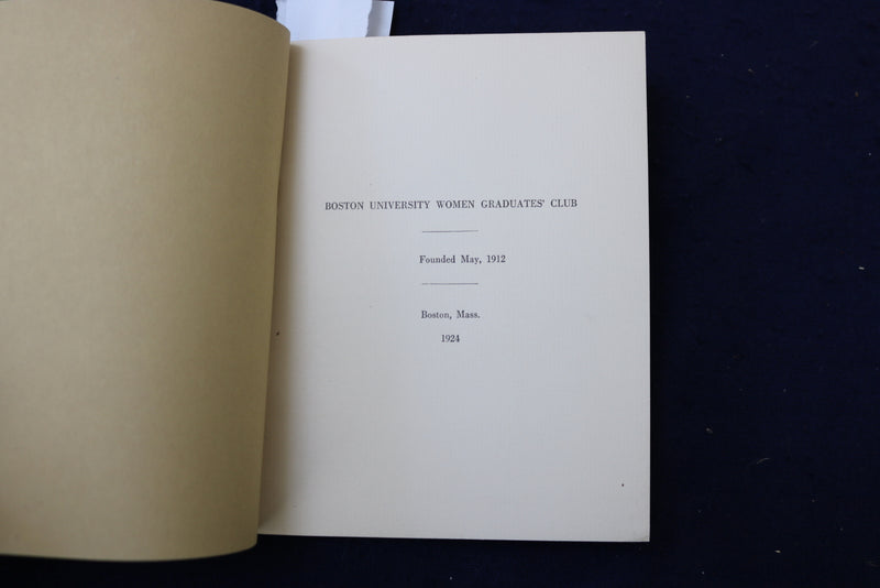 1924 BOSTON UNIVERSITY WOMEN GRADUATES' CLUB SOFTCOVER BOOKLET - K 947