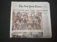 2023 OCTOBER 10 NEW YORK TIMES - ISRAEL ORDERS SIEGE; HAMAS ISSUES THREATS