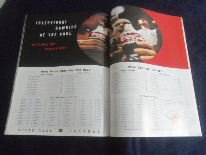 1998 NOVEMBER 21 FOOTBALL PROGRAM - UNIVERSITY OF NOTRE DAME VS LSU - SP 1213K