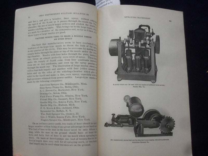 1910 APRIL OHIO AGRICULTURAL EXPERIMENT STATION - SPRAYING MACHINERY - J 9648