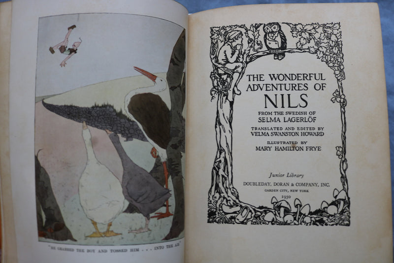 1930 THE WONDRERFUL ADVENTURES OF NILS HARDCOVER BOOK BY SELMA LAGERLOF- KD 9495