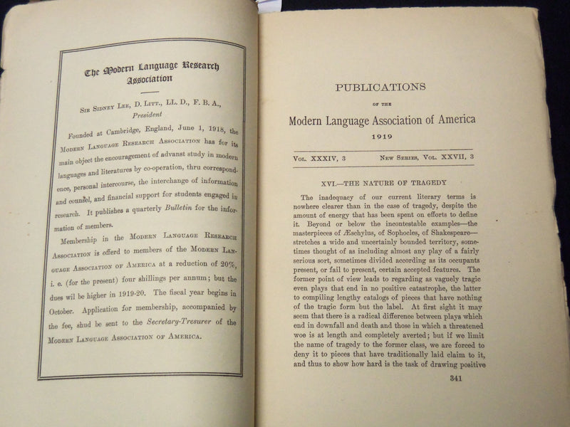 1919-1920 MODERN LANGUAGE ASSOCIATION OF AMERICA PUBLICATIONS LOT OF 4 - K 2080